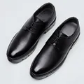 Elegante schwarze Herren-Lederhalbschuhe zum Schnüren mit einer 4 cm dicken Sohle - 37 / 9088 Schwarz (4cm Sohle)