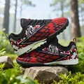 Durable kids turf soccer shoes in red and black with anti-slip rubber soles - China Red