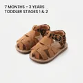 Modische braune Sandalen mit Leopardenmuster und weicher Gummisohle für Kleinkinder - Gelb