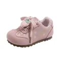Sweet pink floral sports shoes for toddler girls with strawberry charm decoration - Pink
