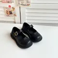 Classic black British style Mary Jane shoes for girls with decorative brogue perforations - Size 33 (Inner Length 18.0cm) / Black
