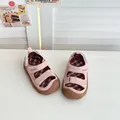 Detailed top view of pink kids outdoor sandals with toe protection and velcro straps - Size 28 Internal Length 17.5 / Pink