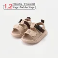 Beige toddler walking sandals with non-slip soft sole for ages 7 months to 3 years - Size 19 (14.5cm) / Apricot (62550)