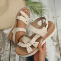 Elegant beige wedge platform sandals for women with soft sole and stylish buckle detail - Off White