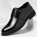 Elegante schwarze Herren-Business-Schuhe aus Leder mit glatter Oberfläche für Anzüge - 37 / Ganzjahres-Stil (2280) / Schwarz