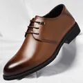 Klassische braune Business-Lederschuhe für Herren in poliertem Finish - 37 / Business-Lederschuhe (2280) / Ganzjahresbraun