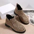 Botines con estampado de leopardo para mujer con cremallera y suela de track - Estampado de leopardo