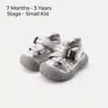Stylish grey silver breathable baby walker sandals featuring secure velcro and buckle closure - Size 16 (Inner Length 12.5cm) / Silver