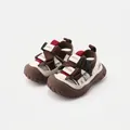 Toddler soft-sole sandals for 7 months to 3 years old, brown/beige velcro shoes - Size 16 (Inner Length 12.5cm) / Brown