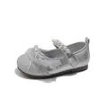 Chaussures de princesse argentées pour filles avec un nœud et une bride Mary Jane perle - Argent