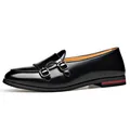 Mocasines negros elegantes para hombre estilo retro británico con doble hebilla monk - 38 / Negro