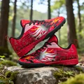 Vibrant red kids soccer shoes featuring dragon graphics and TF turf cleats for boys and girls - 31 / China Red
