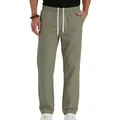 Detailed front view of men's olive green drawstring casual pants in a comfortable loose fit - S / Bottoms / Army Green