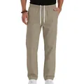 Comfortable men's khaki casual trousers featuring a drawstring waist and straight-leg fit. - S / Bottoms / Khaki