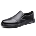 Mocasines de cuero granulado negro para hombre, estilo business con costuras en contraste - 38 / Negro