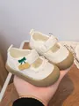 Eleganti scarpine Mary Jane per neonata in rete bianco crema con ricamo a ciliegia - 18 / Beige