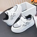 Breathable white children's mesh sneakers with adjustable velcro straps - 26 / Black