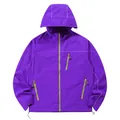 Giacca protettiva solare viola con cerniere verde neon e dettagli riflettenti per uomo - Viola Spettrale
