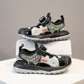 Black and grey outdoor kids sandals with lime green accents and rotary dial closure for boys. - 27 / Black