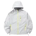 Lightweight grey sun protection jacket with neon yellow zippers for summer outdoor activities - S / Tops / Frost Purple Grey
