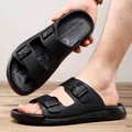 Sandales à deux boucles réglables pour hommes en noir pour un usage décontracté - Noir