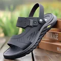 Sandales décontractées noires pour hommes avec finition en cuir texturé - Noir