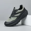 Ademende mesh heren sneakers met plateauzool in zwart en groen color-block design - Zwart Groen