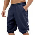 Detail of navy blue medieval Viking style shorts with white lace-up side details. - Bottoms / Navy Blue / S