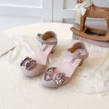 Eleganti scarpe da principessa rosa per bambine con fiocchi di paillettes brillanti - Rosa