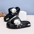 Black non-slip children's slide sandals with cute cartoon warrior character design - 24 / Black
