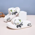 White children's slippers featuring a cool anime boy character design and non-slip sole - 24 / White