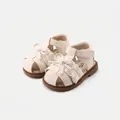 Beige toddler girl sandals with cute lace bow and soft hollow-out design for summer - Size 16 (Inner Length 12.5cm) / Beige Bowknot Lace Style (2867)