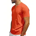 Maglia da uomo estiva in jersey con scollo a V, asciugatura rapida arancione, manica corta - arancio-rosso