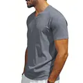Elegante maglietta da uomo grigia con scollo a V e maniche corte per una vestibilità comoda - Grigio Ferro