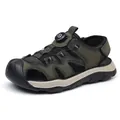 Men's olive green athletic sport sandals with closed-toe design and dial closure - 38 / Army Green