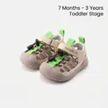 Breathable toddler walking shoes with soft soles and anti-slip grip for 7-36 months - Size 16 (12.5cm) / Khaki (0987)