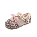 Leopardenmuster Mesh atmungsaktive Kleinkind Mädchen Lauflernschuhe mit rosa Schleife - Rosa