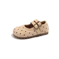 Beige meisjes prinsessenschoenen met stippen, dubbele gesp en zachte antislipzool voor kinderen - Maat 21 Binnenlengte 13.5CM / Abrikoos