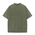 Premium vintage washed oversized short sleeve cotton T-shirt in olive green finish - Army Green