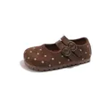 Bruine kinder-polka-dot schoenen in Mori-stijl met zachte zool en gespen - Maat 21 Binnenlengte 13.5CM / koffiekleur