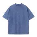 Heavyweight 240G washed vintage cotton men's oversized t-shirt in acid blue finish - Blue