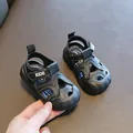 Sandales fermées noires pour tout-petits avec semelles souples antidérapantes et Velcro - 15 / Noir