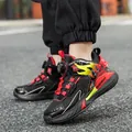 Boys professional basketball shoes with breathable mesh and rotary buckle in black - 31 / Black Red