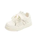 Classic white children's sports sneakers with velcro strap and breathable design - Size 26/inner length 16.6cm / White