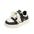 Children's lightweight black and white sports sneakers with velcro strap and laces - Size 26/inner length 16.6cm / Black