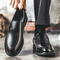 Klassische schwarze Herren-Leder-Loafer im Slip-On-Stil für Business und Freizeit - Schwarz