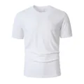 T-shirt uomo bianca traspirante girocollo in cotone e lino a maniche corte variante - Taglia S / Top / Bianco