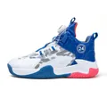 Zapatillas de baloncesto para niños con cierre de botón giratorio en azul y blanco, malla - Blanco Azul (9188)