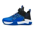 Zapatilla de baloncesto azul y negra para niños con práctico cierre de hebilla giratoria - Azul Negro