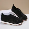 Women's black breathable mesh sneakers with lace-up closure and white midsole - 36 / Black